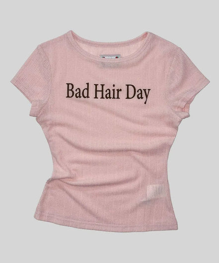 Bad Hair Day Baby Tee (Peach)