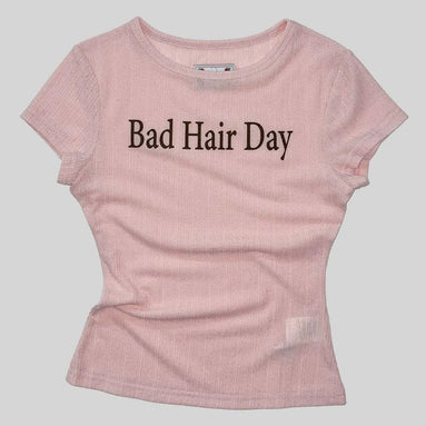 Bad Hair Day Baby Tee (Peach)