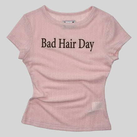 Bad Hair Day Baby Tee (Peach)