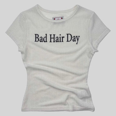 Bad Hair Day Baby Tee (White)