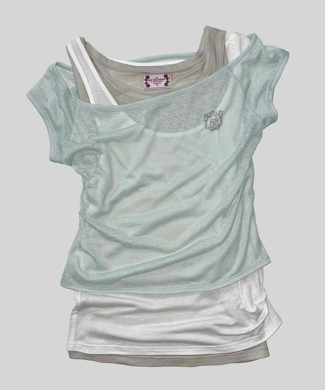 Lazy Sleeveless Layered Tee (Mint)