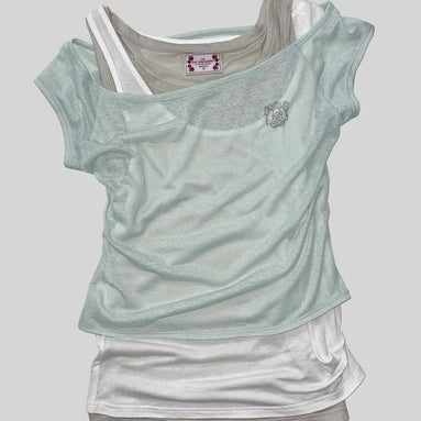 Lazy Sleeveless Layered Tee (Mint)