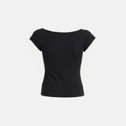Archangel Graphic Boat Neck 1/2 T-Shirt (Black)