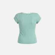 Loyal Cross Lace Neck 1/2 Henley T-shirt (Mint)
