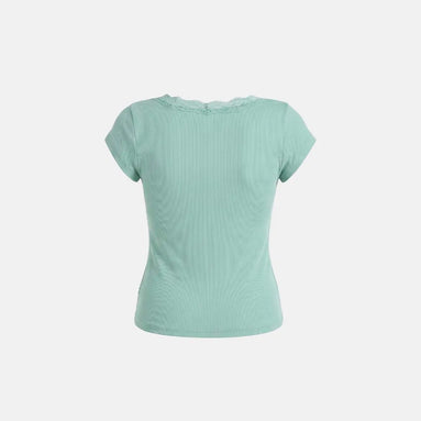 Loyal Cross Lace Neck 1/2 Henley T-shirt (Mint)