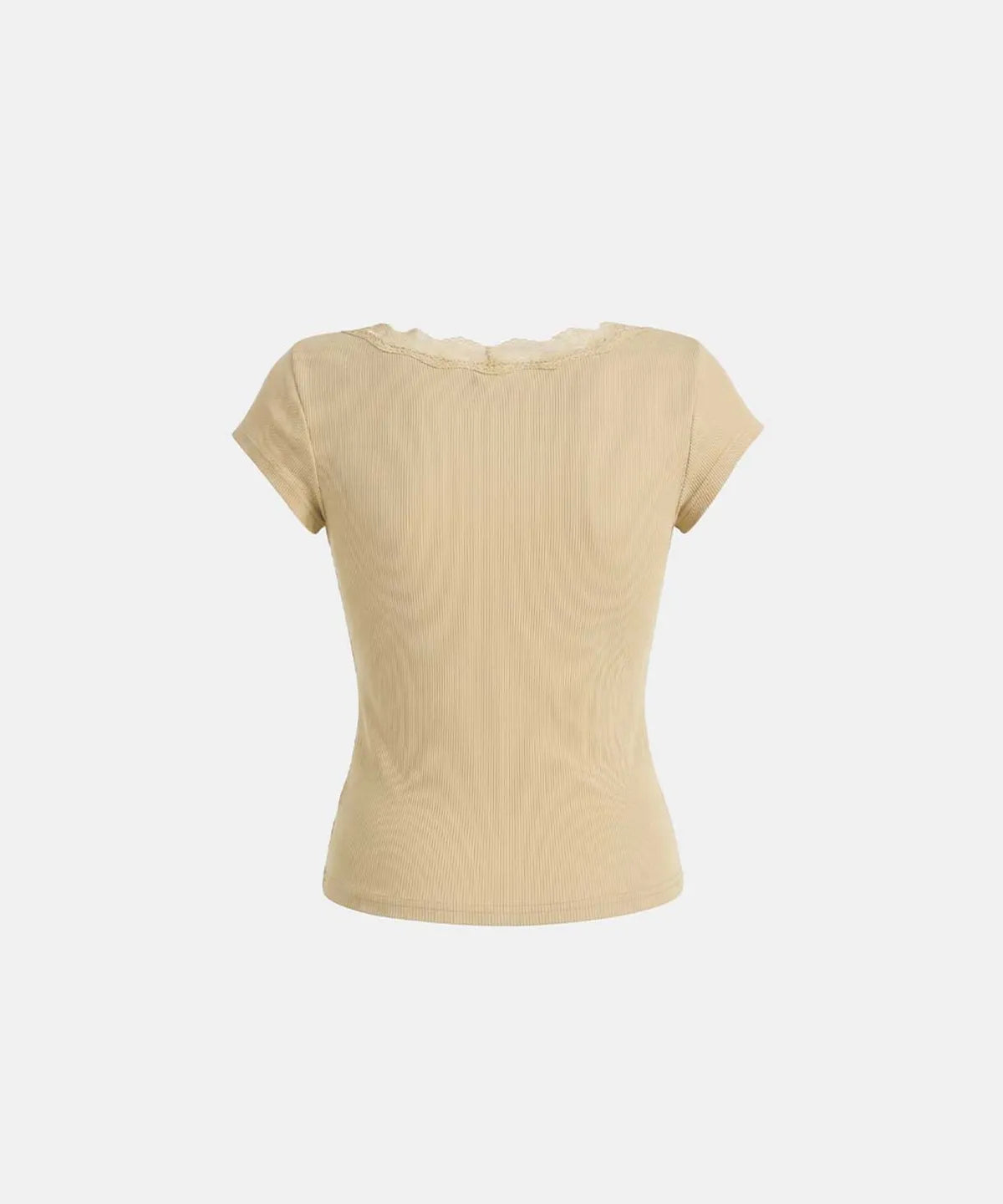 Loyal Cross Lace Neck 1/2 Henley T-shirt (Yellow)