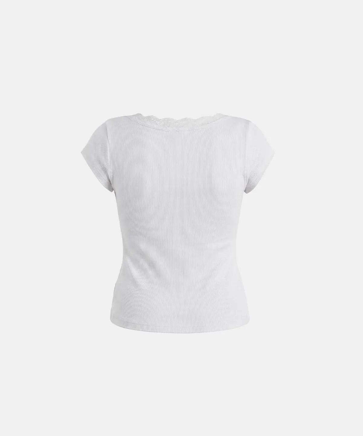 Loyal Cross Lace Neck 1/2 Henley T-shirt (White)