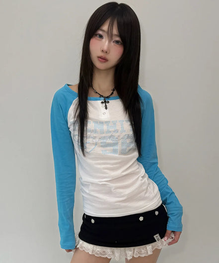 ARCHIVE HOTFIX ONE-OFF RAGLAN LONG-SLEEVE TEE (WHITE MINT)