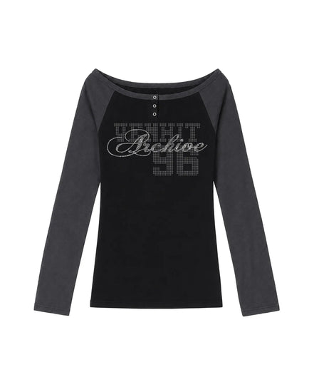 ARCHIVE HOTFIX ONE-OFF RAGLAN LONG-SLEEVE TEE (BLACK CHARCOAL)