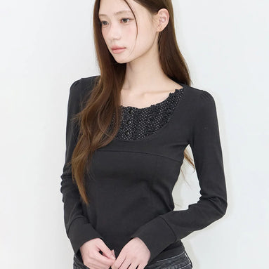RUFFLE LAYERED LONG SLEEVE (BLACK)