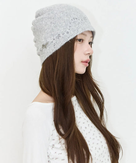 DRAWING EMBROIDERY BEANIE (GREY)