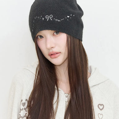 DRAWING EMBROIDERY BEANIE (BLACK)