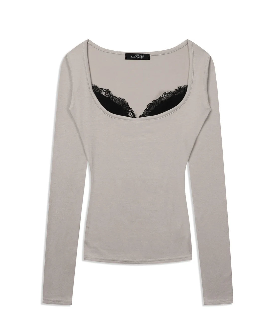 LACE LONG SLEEVE TEE (PINK BEIGE)