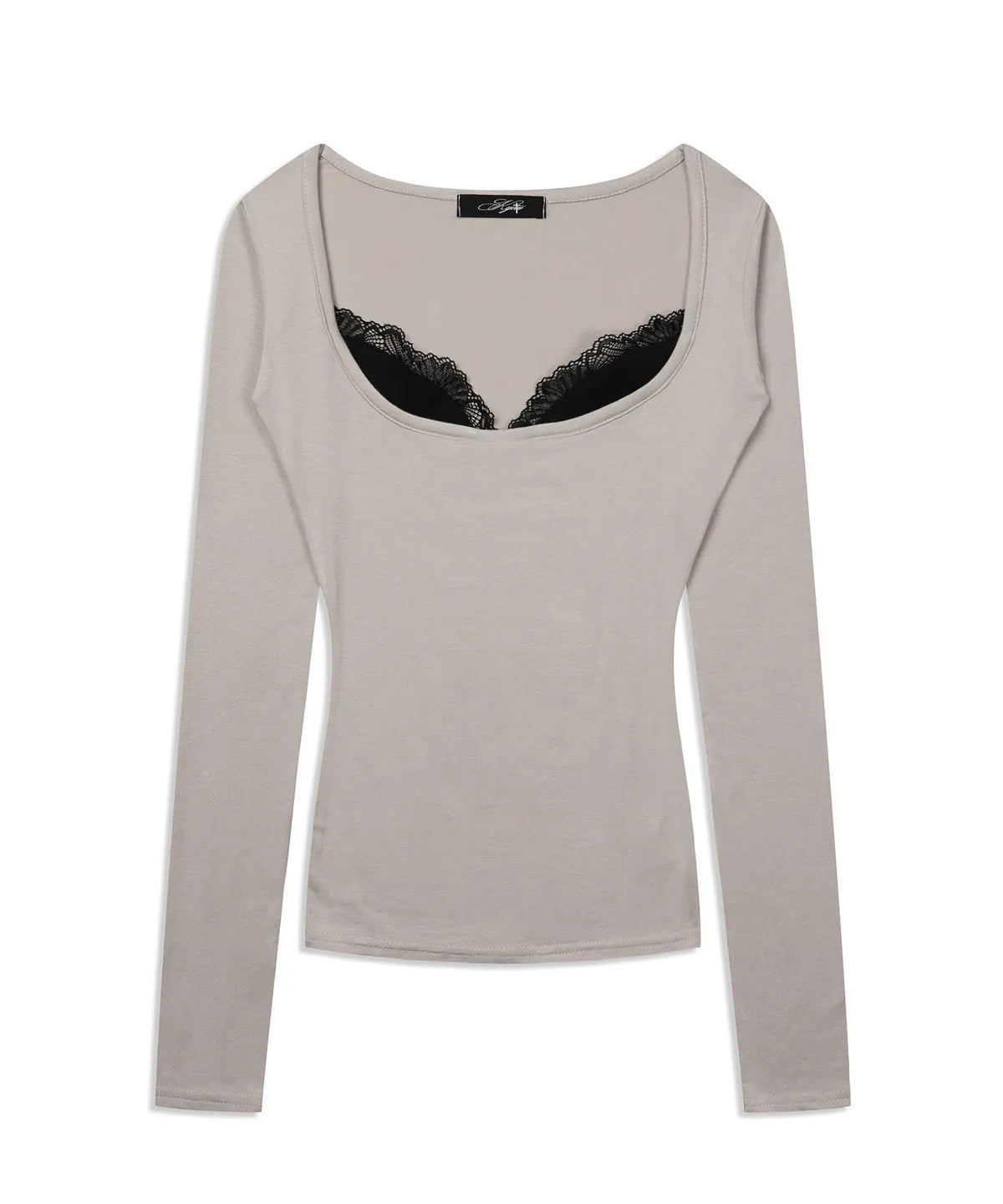 LACE LONG SLEEVE TEE (PINK BEIGE)