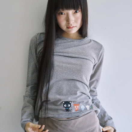 CHOCOCAT FRIENDS STRIPE SLIM LONG SLEEVE