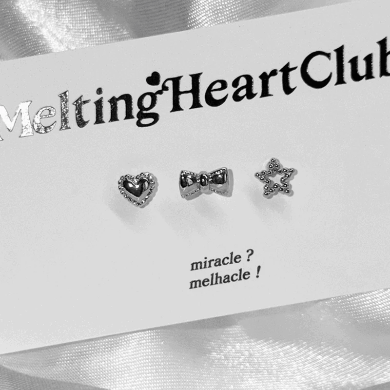 Ribbon Heart Star Piercing Earring Set