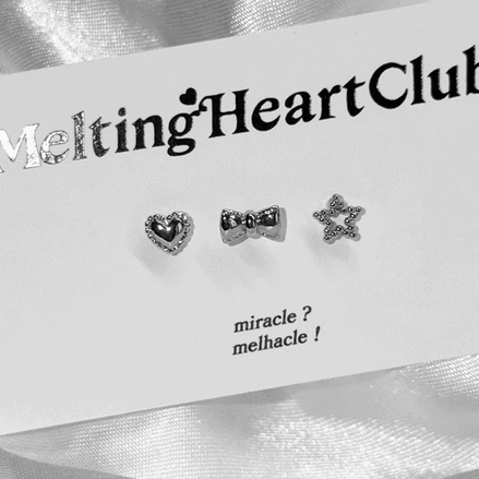 Ribbon Heart Star Piercing Earring Set