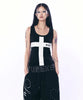 LOGO CROSS SLEEVELESS TOP / BLACK