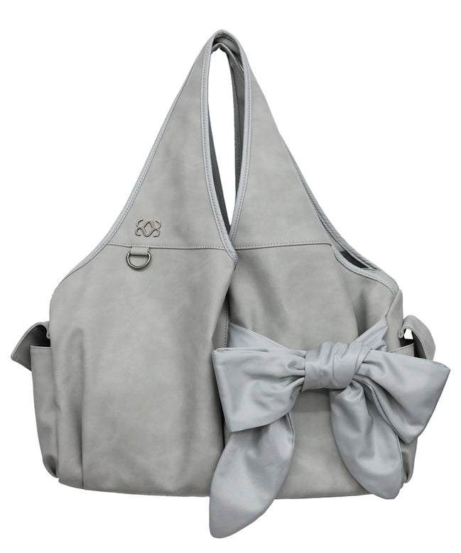 Bow Shoulder Bag (Nubuck Light Grey)