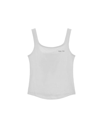MATINKIM SQUARE NECK SLEEVELESS LOGO TOP (WHITE)