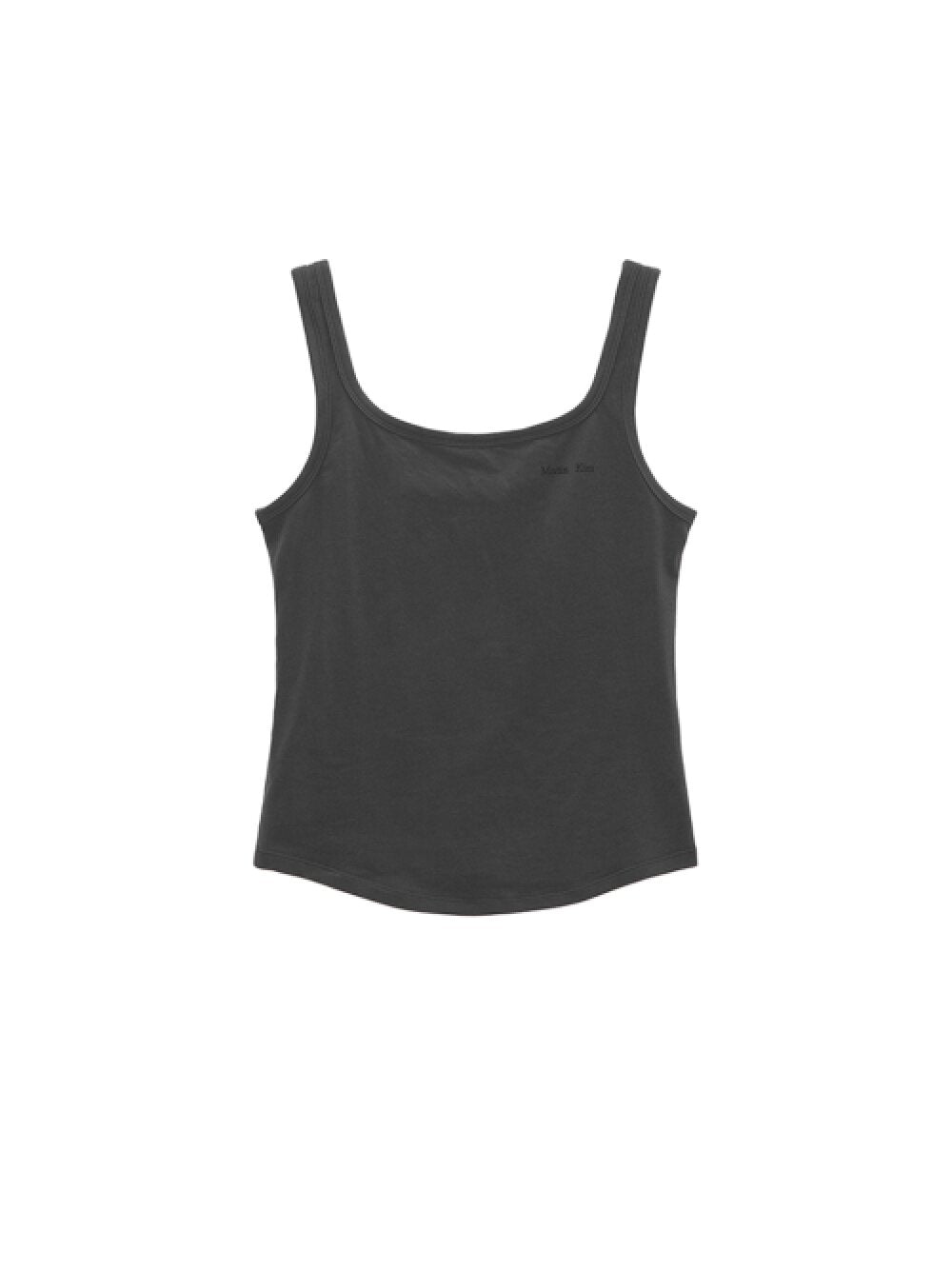 MATINKIM SQUARE NECK SLEEVELESS LOGO TOP (CHARCOAL)