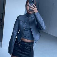 KR J LEATHER JACKET (GREY)