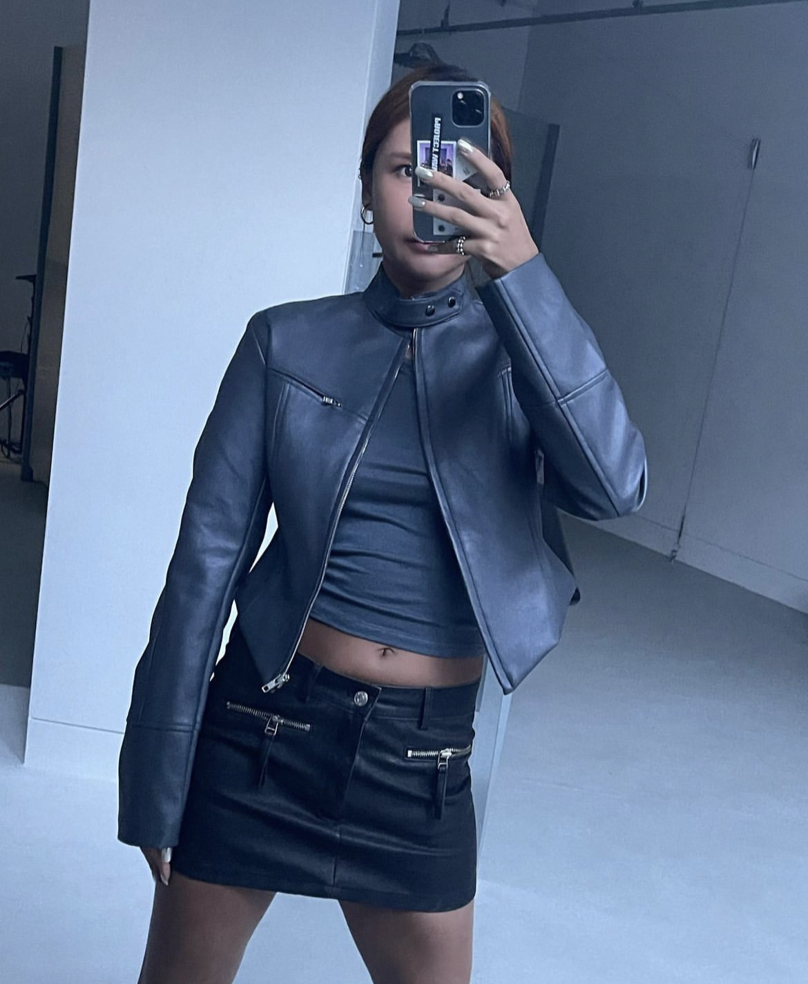 KR J LEATHER JACKET (GREY)