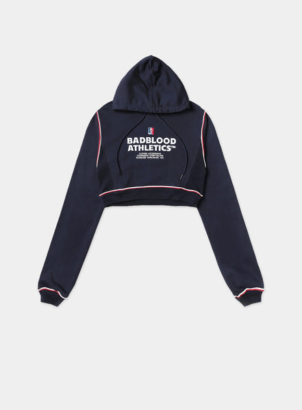 (現貨) badblood - Bold Logo 2 Heavyweight Crop Hoodie - Navy