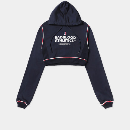 (現貨) badblood - Bold Logo 2 Heavyweight Crop Hoodie - Navy