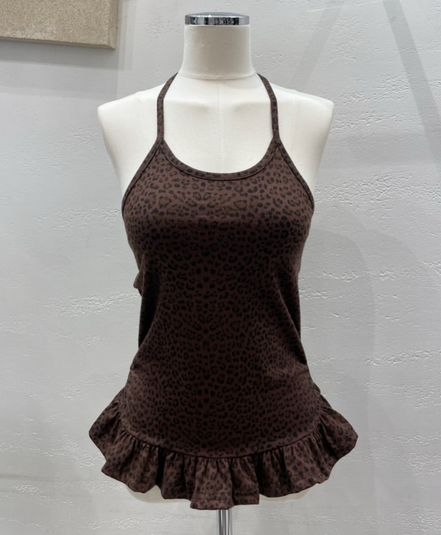 KR LEOPARD RUFFLE TOP (2 COLORS)