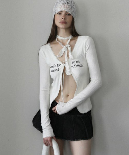 BAD BLOOD - Dont Be Scared Tie Cardigan (White)