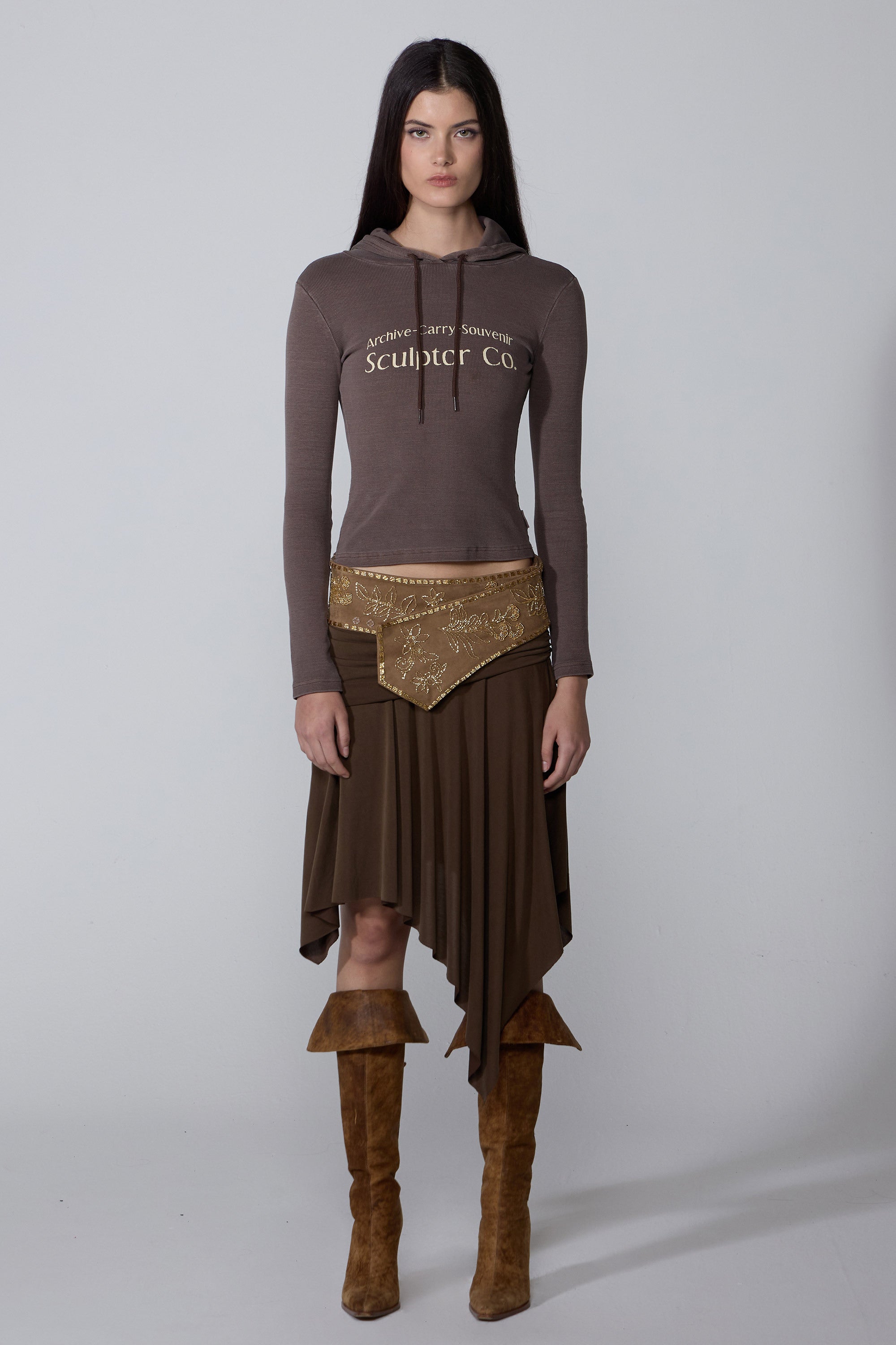 SCULPTOR - Archive Pigment Hoodie Tee (Dusty Brown)