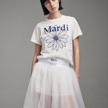 MARDI MERCREDI - SLIM TSHIRT FLOWERMARDI (IVORY NAVY)