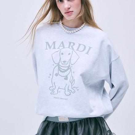 MARDI MERCREDI - SWEATSHIRT SWING THE TAIL DDANJI PEARL NECKLACE (HEATHER LIGHTGREY)