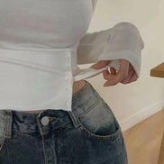 KR BUTTON SLASH TOP (3 COLORS)