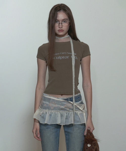 SCULPTOR - Archive Pigment Baby Tee (Dusty Brown)