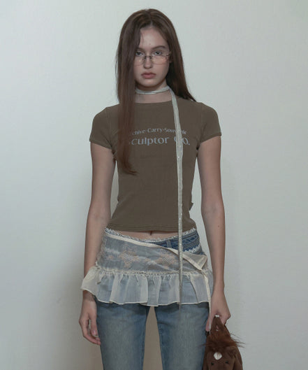 SCULPTOR - Archive Pigment Baby Tee (Dusty Brown)