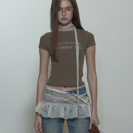 SCULPTOR - Archive Pigment Baby Tee (Dusty Brown)