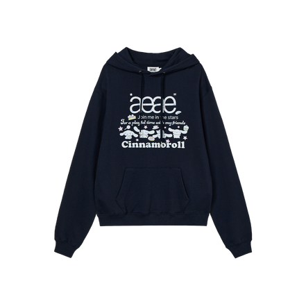 aeae x cinnamoroll - Web Logo Loosed Hoodie (NAVY)