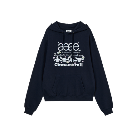 aeae x cinnamoroll - Web Logo Loosed Hoodie (NAVY)