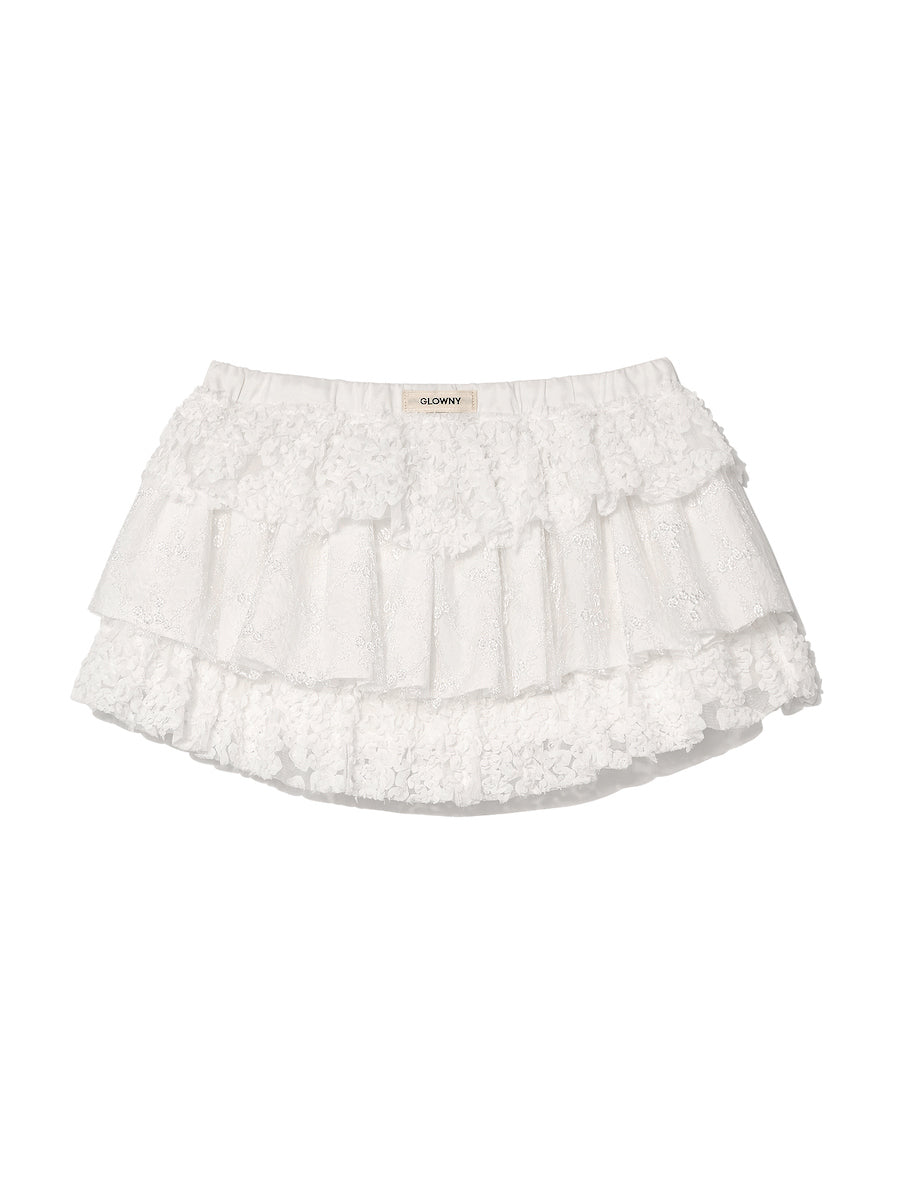 (現貨) glowny - girlfriend lace ruffle mini skirt (WHITE)