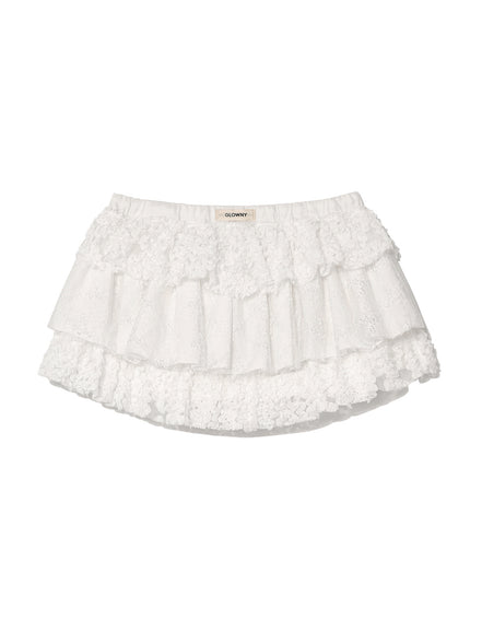 (現貨) glowny - girlfriend lace ruffle mini skirt (WHITE)