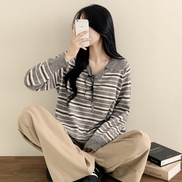 KR STRIPED COLLAR KNIT TOP (3 COLORS)