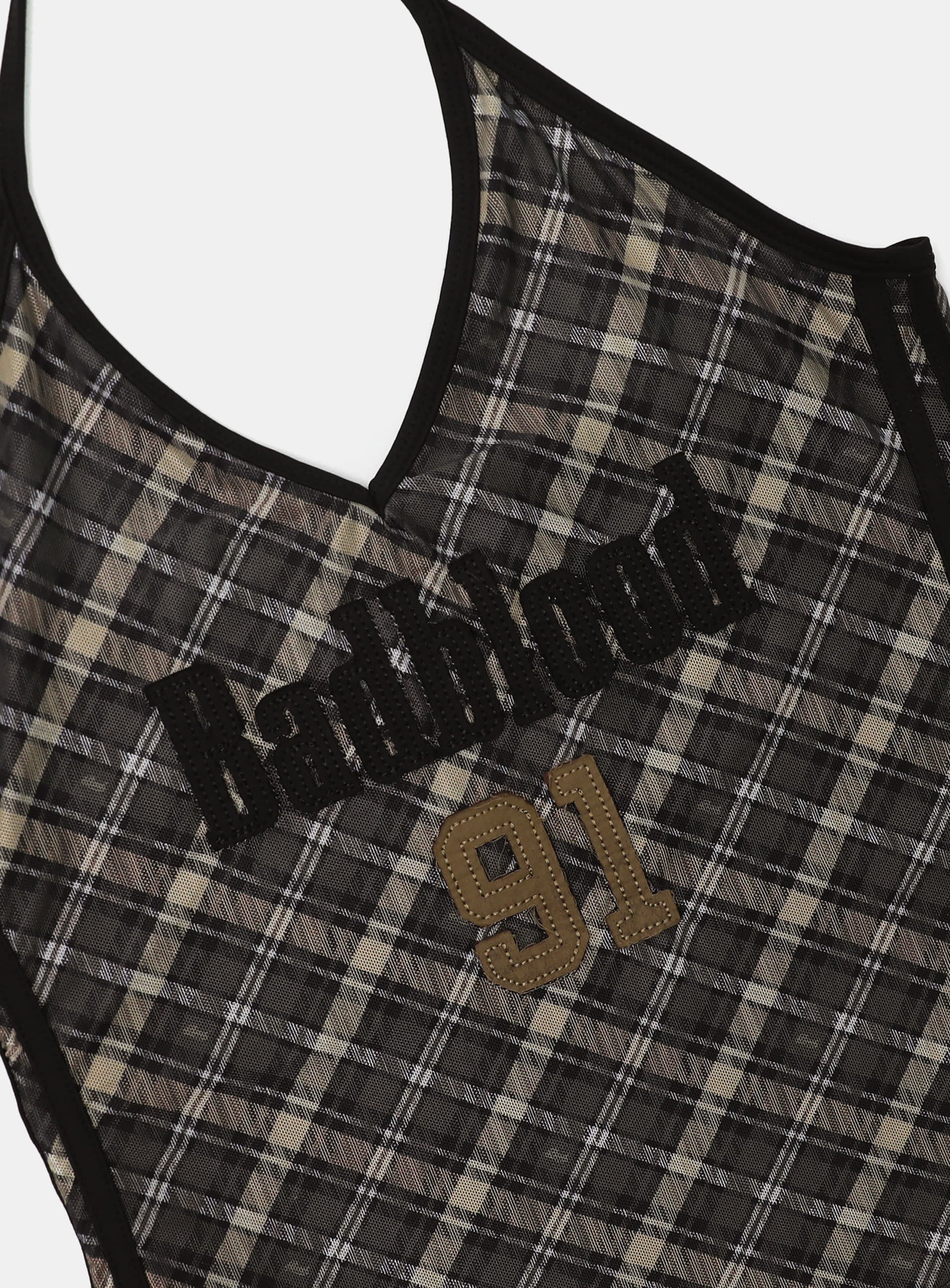 bad blood - Vintage Club Halter Tank (Check Brown)
