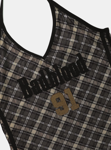 bad blood - Vintage Club Halter Tank (Check Brown)