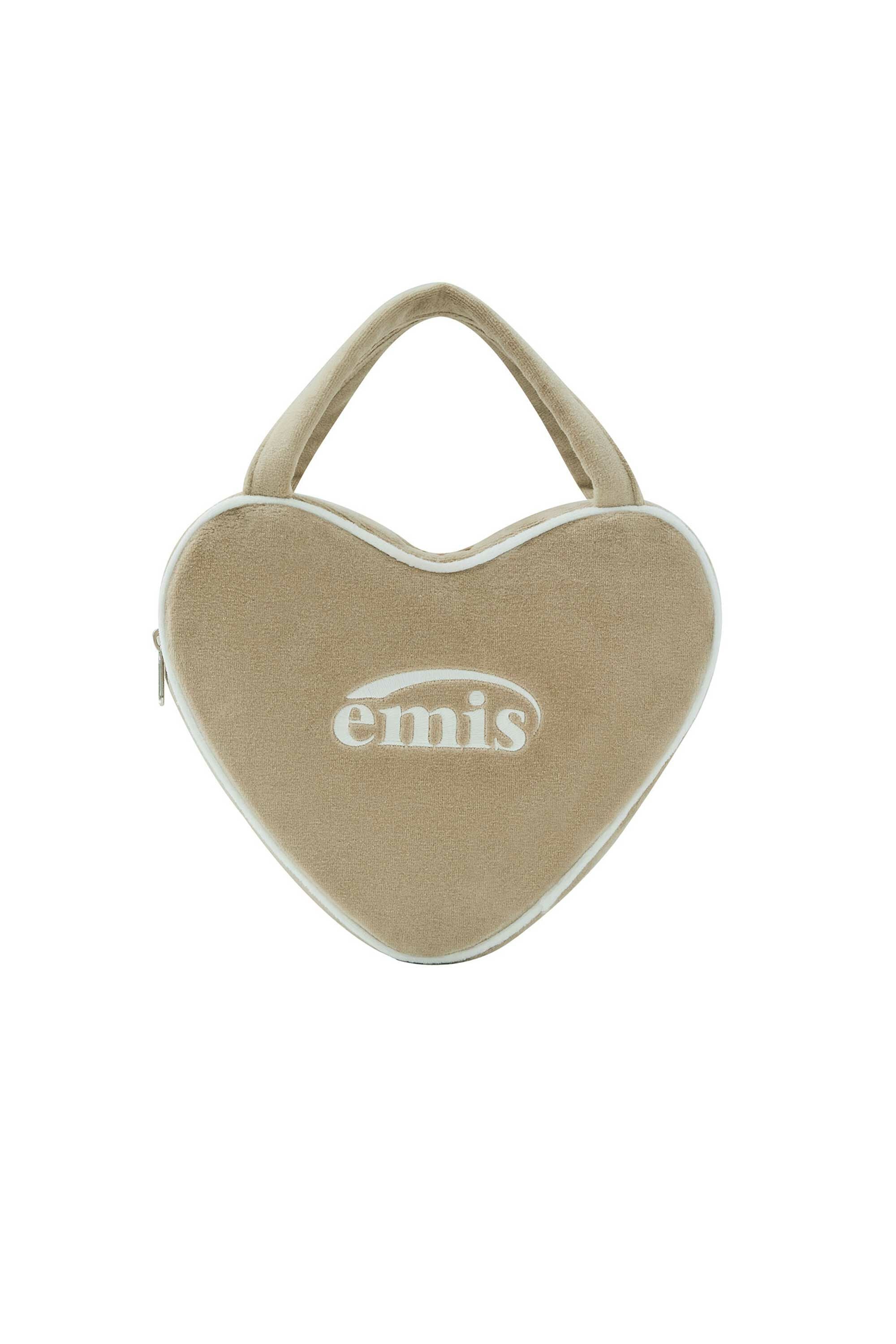 EMIS - VELOUR HEART TOTE BAG-BEIGE