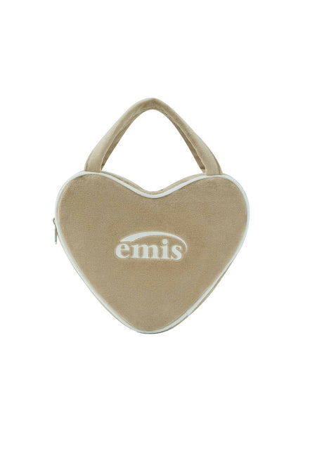 EMIS - VELOUR HEART TOTE BAG-BEIGE