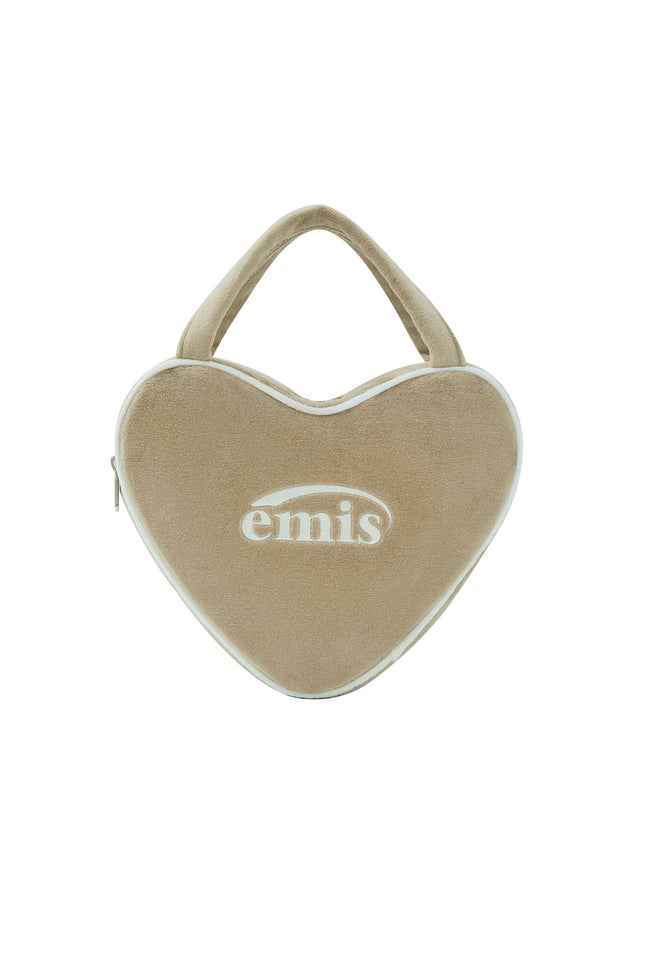EMIS - VELOUR HEART TOTE BAG-BEIGE