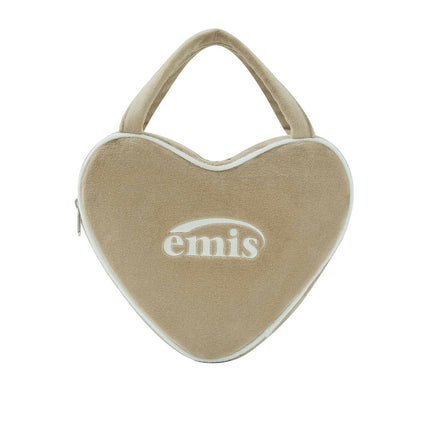 EMIS - VELOUR HEART TOTE BAG-BEIGE