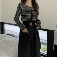 KR 薄款間條CROP CARDIGAN｜2 COLORS